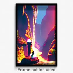 Pixel Art Poster - Exotic Canyon (8 Bit Psychedelic Trippy Video Game Print)