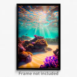 Pixel Art Poster - Blissful Reef (8 Bit Psychedelic Trippy Video Game Print)
