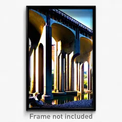 Pixel Art Poster - Negligible Viaduct (8 Bit Psychedelic Video Game Print)