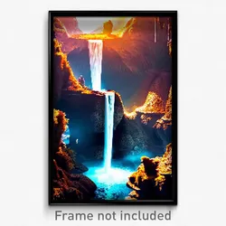 Pixel Art Poster - Dramatic Grotto (8 Bit Psychedelic Trippy Video Game Print)