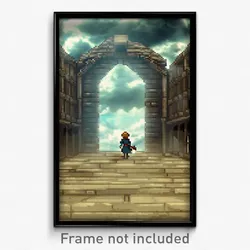 Pixel Art Poster - Cloudy Dungeon (8 Bit Psychedelic Trippy Video Game Print)