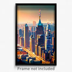 Pixel Art Poster - Tall Canadian City (8 Bit Psychedelic Video Game Print)