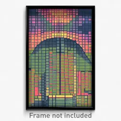 Pixel Art Poster - Flamboyant Tile (8 Bit Psychedelic Trippy Video Game Print)