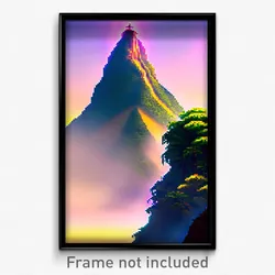 Pixel Art Poster - Exotic Peak (8 Bit Psychedelic Trippy Weird Video Game Print)