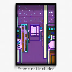 Pixel Art Poster - Empty Laboratory (8 Bit Psychedelic Trippy Video Game Print)
