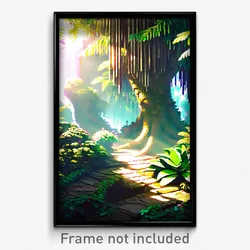 Pixel Art Poster - Leafy Lair (8 Bit Psychedelic Trippy Weird Video Game Print)