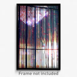 Pixel Art Poster - Wire Frame Space (8 Bit Psychedelic Trippy Video Game Print)