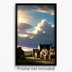 Pixel Art Poster - Cloudy Hamlet (8 Bit Psychedelic Trippy Video Game Print)
