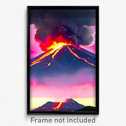 Pixel Art Poster - Noted Volcano (8 Bit Psychedelic Trippy Video Game Print)
