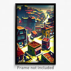 Pixel Art Poster - Worn Town (8 Bit Psychedelic Trippy Weird Video Game Print)