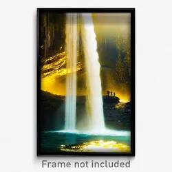 Pixel Art Poster - Golden Falls (8 Bit Psychedelic Trippy Video Game Print)