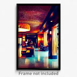 Pixel Art Poster - Quaint Hotel Lobby (8 Bit Psychedelic Video Game Print)