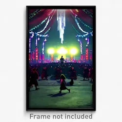 Pixel Art Poster - Dark Festival (8 Bit Psychedelic Trippy Video Game Print)