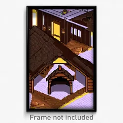 Pixel Art Poster - Brown Cathouse (8 Bit Psychedelic Trippy Video Game Print)