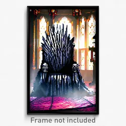 Pixel Art Poster - Unkempt Throne Room (8 Bit Psychedelic Video Game Print)