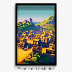 Pixel Art Poster - Old Settlement (8 Bit Psychedelic Trippy Video Game Print)