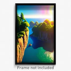 Pixel Art Poster - Pristine Isle (8 Bit Psychedelic Trippy Video Game Print)