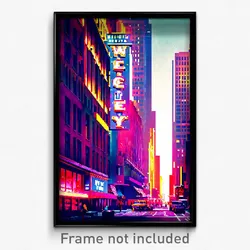 Pixel Art Poster - Wiggly New York (8 Bit Psychedelic Trippy Video Game Print)