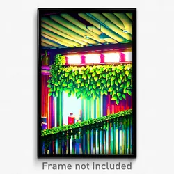 Pixel Art Poster - Leafy Bar (8 Bit Psychedelic Trippy Weird Video Game Print)