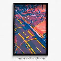 Pixel Art Poster - Well Made Intersection (8 Bit Psychedelic Video Game Print)