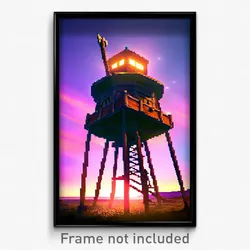 Pixel Art Poster - Nice Outpost (8 Bit Psychedelic Trippy Video Game Print)
