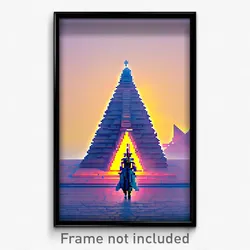 Pixel Art Poster - Triangular Temple (8 Bit Psychedelic Trippy Video Game Print)