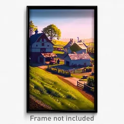 Pixel Art Poster - Quaint Farmstead (8 Bit Psychedelic Trippy Video Game Print)