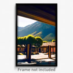 Pixel Art Poster - Mountainous Courtyard (8 Bit Psychedelic Video Game Print)