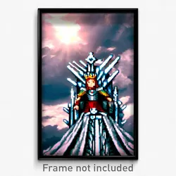 Pixel Art Poster - Cloudy Throne (8 Bit Psychedelic Trippy Video Game Print)