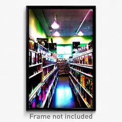 Pixel Art Poster - Slimy Vinyl Store (8 Bit Psychedelic Trippy Video Game Print)
