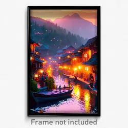 Pixel Art Poster - Superb Village (8 Bit Psychedelic Trippy Video Game Print)