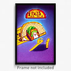 Pixel Art Poster - Alive Taco (8 Bit Psychedelic Trippy Weird Video Game Print)