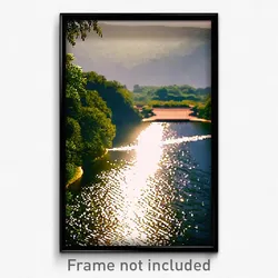 Pixel Art Poster - Leafy Reservoir (8 Bit Psychedelic Trippy Video Game Print)