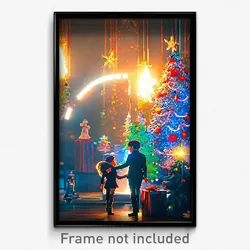 Pixel Art Poster - Harmonious Christmas (8 Bit Psychedelic Video Game Print)