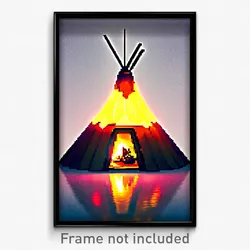 Pixel Art Poster - Mellow Wigwam (8 Bit Psychedelic Trippy Video Game Print)