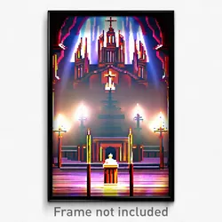 Pixel Art Poster - Wonderful Tabernacle (8 Bit Psychedelic Video Game Print)