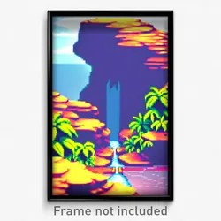 Pixel Art Poster - Gregarious Isle (8 Bit Psychedelic Trippy Video Game Print)