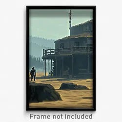 Pixel Art Poster - Bleak Outpost (8 Bit Psychedelic Trippy Video Game Print)
