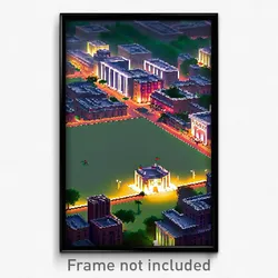 Pixel Art Poster - Square Indian City (8 Bit Psychedelic Video Game Print)