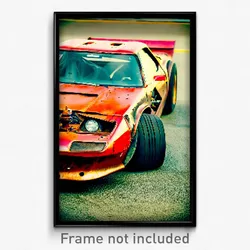 Pixel Art Poster - Rusty Racecar (8 Bit Psychedelic Trippy Video Game Print)