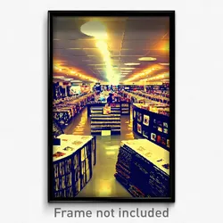 Pixel Art Poster - Fancy Vinyl Store (8 Bit Psychedelic Trippy Video Game Print)