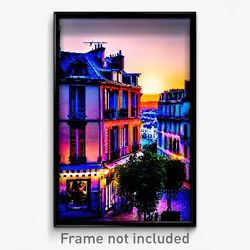 Pixel Art Poster - Homely French City (8 Bit Psychedelic Video Game Print)