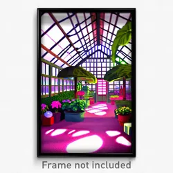 Pixel Art Poster - Plush Greenhouse (8 Bit Psychedelic Trippy Video Game Print)