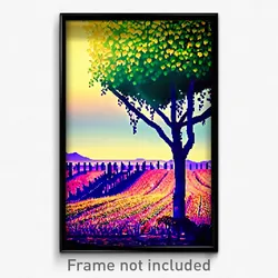 Pixel Art Poster - Silent Vineyard (8 Bit Psychedelic Trippy Video Game Print)