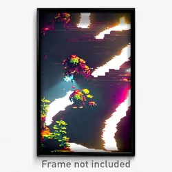 Pixel Art Poster - Crazy Badland (8 Bit Psychedelic Trippy Video Game Print)
