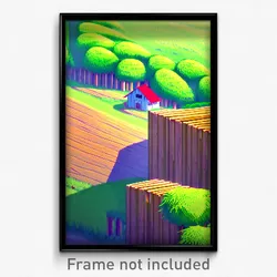 Pixel Art Poster - Anime Like Pasture (8 Bit Psychedelic Video Game Print)