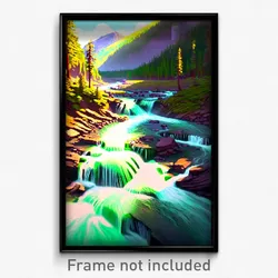 Pixel Art Poster - Giant Brook (8 Bit Psychedelic Trippy Weird Video Game Print)