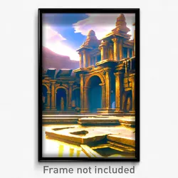Pixel Art Poster - Fluid Ancient Architecture (8 Bit Video Game Print)