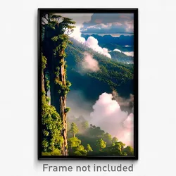 Pixel Art Poster - Outstanding Cloud Forest (8 Bit Psychedelic Video Game Print)