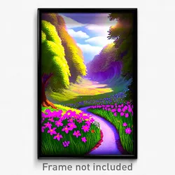Pixel Art Poster - Flowery Glen (8 Bit Psychedelic Trippy Video Game Print)